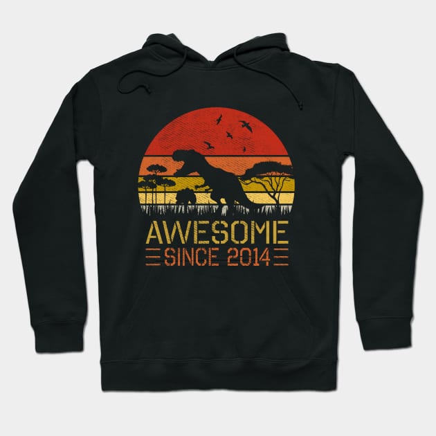 Awesome Since 2014 Vintage Dinosaur Birthday Hoodie by sufian